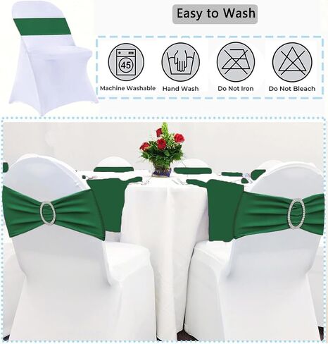 25 Pack White Folding Chair Covers with 25 Pack Gold Chair Sashes, White Chair Covers for Party, Gold Chair Chair Sashes for Wedding, 50 Pack White Folding Chair Cover Sets in Saudi Arabia