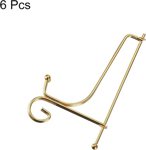 uxcell Plate Stand for Display, 4 Inch 6Pcs Iron Decorative Plate Holder Metal Easel Folding Display Stand for Photo Picture Frame, Gold in Saudi Arabia