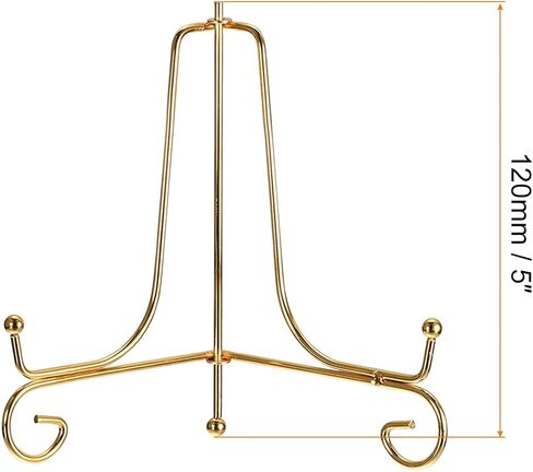 uxcell Plate Stand for Display, 4 Inch 6Pcs Iron Decorative Plate Holder Metal Easel Folding Display Stand for Photo Picture Frame, Gold in Saudi Arabia