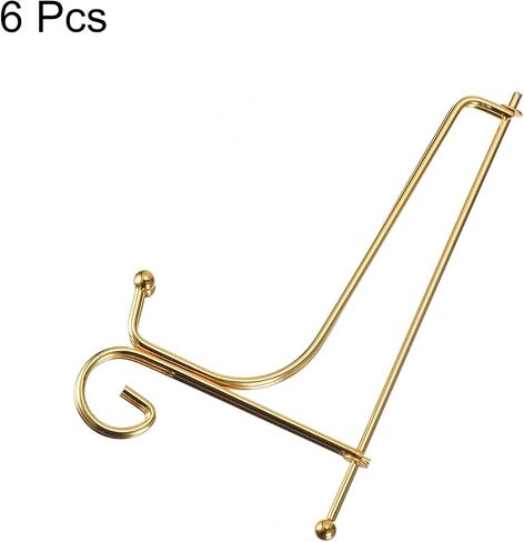 uxcell Plate Stand for Display, 4 Inch 6Pcs Iron Decorative Plate Holder Metal Easel Folding Display Stand for Photo Picture Frame, Gold in Saudi Arabia