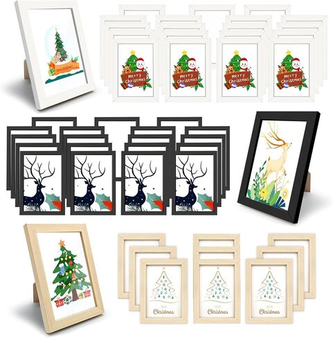 مجموعة مكونة من 50 إطارًا للصور لتزيين الحائط مع ورقة أكريليك وإطارات صور صغيرة للعرض على الحائط أو سطح الطاولة (4 × 6 بوصة، متعدد الألوان) in Kuwait