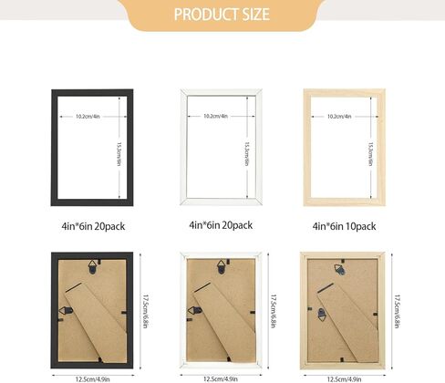 مجموعة مكونة من 50 إطارًا للصور لتزيين الحائط مع ورقة أكريليك وإطارات صور صغيرة للعرض على الحائط أو سطح الطاولة (4 × 6 بوصة، متعدد الألوان) in Kuwait