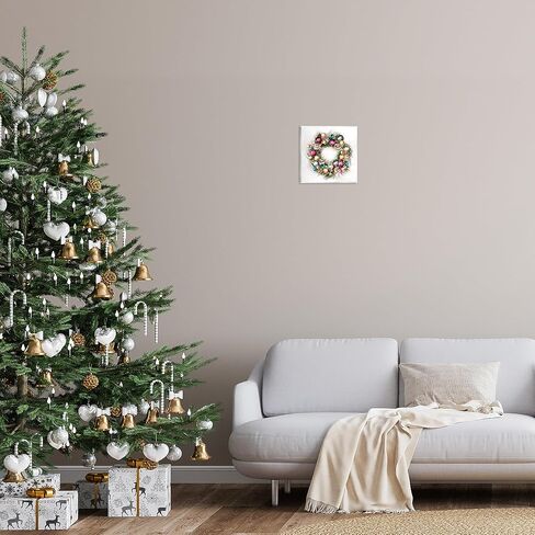Stupell Industries احتفالي إكليل الزينة الحد الأدنى من سحر عيد الميلاد، تصميم بواسطة Ziwei Li Wall Plaque، 12x12، أبيض in Saudi Arabia