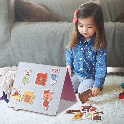 CHEFAN Large Felt Flannel Board 31.5 * 23 in,Foldable Freestanding Felt Story Learning Board for Toddlers,Double-Sided Use for Preschool Classroom,Multi Felt Pieces Can Be Used,Gifts for Kids in Kuwait