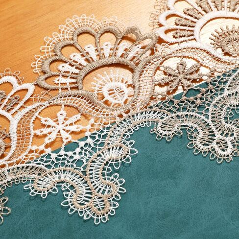 مفرش طاولة طعام من الدانتيل العتيق، مفارش طاولة قهوة صغيرة من Macrame بطول 48 بوصة لتزيين حفلات عيد الميلاد في المطبخ والمنزل (16 × 48 بوصة، أبيض فاتح) in Saudi Arabia