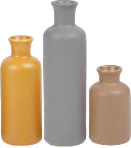Ceramic Vase Set Home Decor - Set of 3 Small Vases, Modern Vase, Rustic Farmhouse Vase for Home Decor, Table Centerpieces for Dining Room, Tall Boho Decorative Vases for Pampas Grass in Saudi Arabia