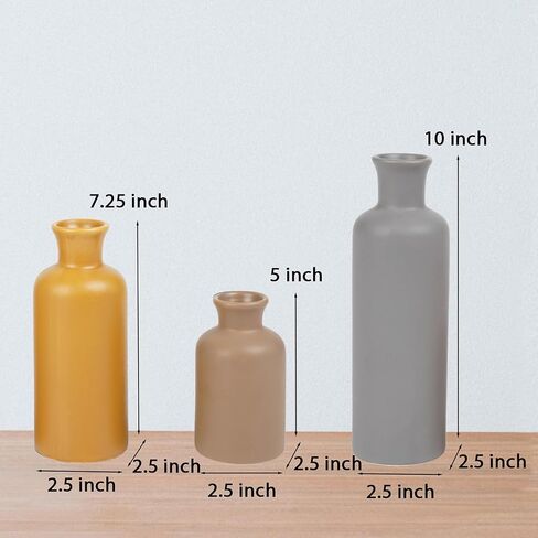 Ceramic Vase Set Home Decor - Set of 3 Small Vases, Modern Vase, Rustic Farmhouse Vase for Home Decor, Table Centerpieces for Dining Room, Tall Boho Decorative Vases for Pampas Grass in Saudi Arabia