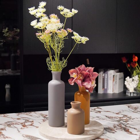 Ceramic Vase Set Home Decor - Set of 3 Small Vases, Modern Vase, Rustic Farmhouse Vase for Home Decor, Table Centerpieces for Dining Room, Tall Boho Decorative Vases for Pampas Grass in Saudi Arabia