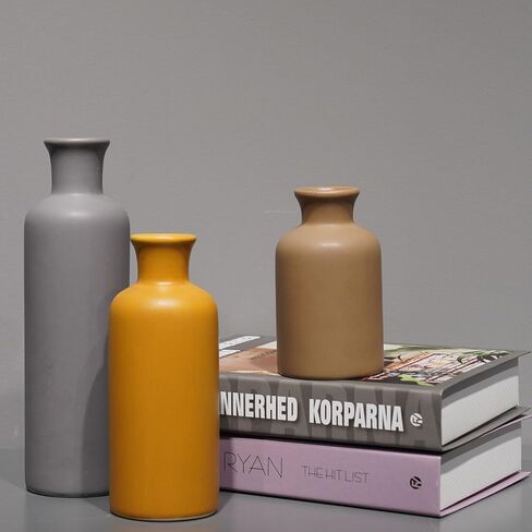 Ceramic Vase Set Home Decor - Set of 3 Small Vases, Modern Vase, Rustic Farmhouse Vase for Home Decor, Table Centerpieces for Dining Room, Tall Boho Decorative Vases for Pampas Grass in Saudi Arabia