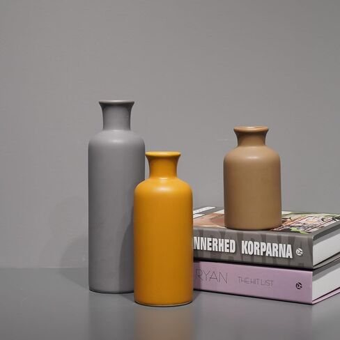Ceramic Vase Set Home Decor - Set of 3 Small Vases, Modern Vase, Rustic Farmhouse Vase for Home Decor, Table Centerpieces for Dining Room, Tall Boho Decorative Vases for Pampas Grass in Saudi Arabia