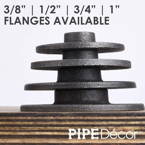 PIPE DECOR 3/8 بوصة شفة أرضية حديدية قابلة للطرق 10 عبوات، رمادي فولاذي صناعي يناسب الأنابيب والتجهيزات السوداء القياسية مقاس 38 بوصة، رفوف DIY عتيقة، حواف سباكة حقيقية in Kuwait