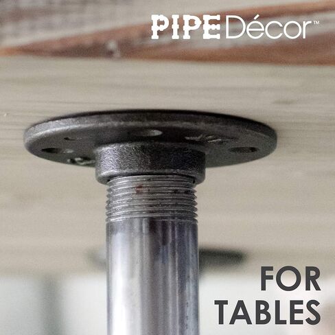 PIPE DECOR 3/8 بوصة شفة أرضية حديدية قابلة للطرق 10 عبوات، رمادي فولاذي صناعي يناسب الأنابيب والتجهيزات السوداء القياسية مقاس 38 بوصة، رفوف DIY عتيقة، حواف سباكة حقيقية in Kuwait