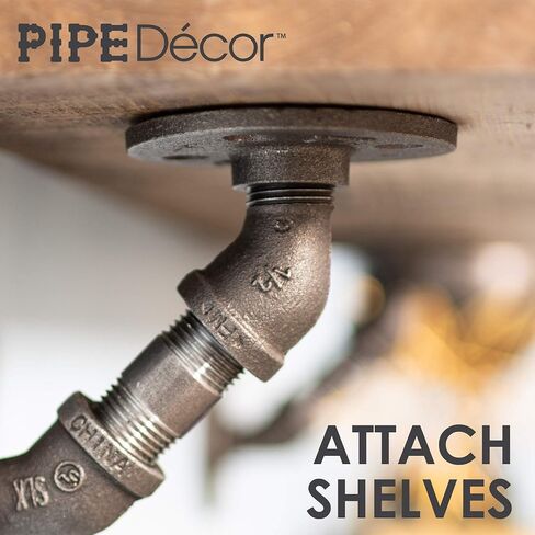 PIPE DECOR 3/8 بوصة شفة أرضية حديدية قابلة للطرق 10 عبوات، رمادي فولاذي صناعي يناسب الأنابيب والتجهيزات السوداء القياسية مقاس 38 بوصة، رفوف DIY عتيقة، حواف سباكة حقيقية in Kuwait
