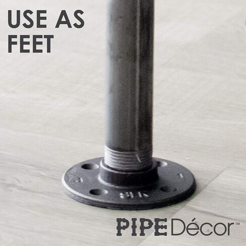 PIPE DECOR 3/8 بوصة شفة أرضية حديدية قابلة للطرق 10 عبوات، رمادي فولاذي صناعي يناسب الأنابيب والتجهيزات السوداء القياسية مقاس 38 بوصة، رفوف DIY عتيقة، حواف سباكة حقيقية in Kuwait