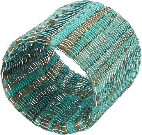 SARO LIFESTYLE Collection Shimmering Woven Nubby Napkin Rings (Set of 4), 1.5, Blue-Grey in Saudi Arabia
