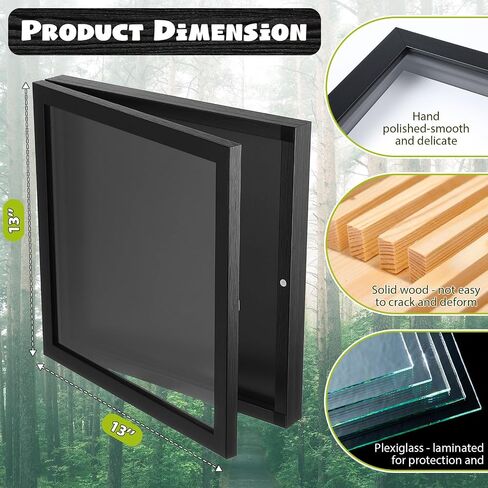 T Shirt Display Frame, 13" x 13" Black Wood T Shirt Frame with 98% UV Protection Acrylic, 1" Depth of Usable Space Shadow Box, Display Case for Shirts, Jerseys, Memorabilia in Kuwait