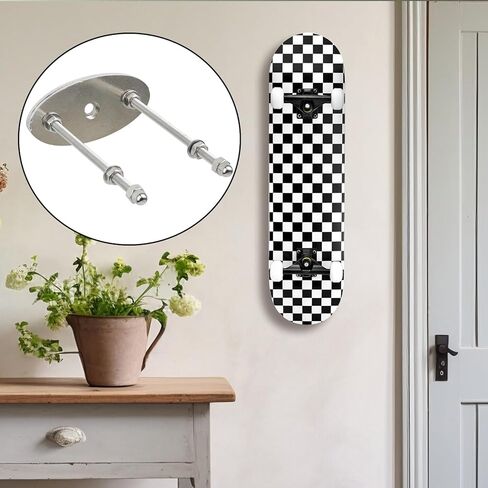 Crapyt 2 قطعة شماعة لوح التزلج على الحائط على سطح التزلج على الحائط حامل لوح التزلج المعدني لتخزين لوح التزلج المنزلي وعرض المتجر 2.44 بوصة × 3.35 بوصة مثلث فضي in Kuwait