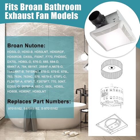 S97015162 محرك المروحة وعجلة النفخ لـ Broan NuTone 676-D، 763N، 679L، 678-G، 2678F-A، 684-D، 2684F-A، HD80L، 683-C، 679-E، 763، 679FL-C، FL2679F - قطع غيار محرك مروحة عادم الحمام in Saudi Arabia