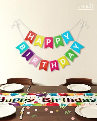 بالون ملون مفرش طاولة عيد ميلاد سعيد مقاس 72 بوصة، مفرش طاولة أبيض بنمط قصاصات لتزيين طاولة حفلات أعياد الميلاد، أبيض in Saudi Arabia