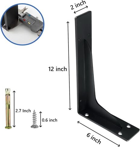 12 "× 6" × 2 "قوس دعم كونترتوب 2 حزمة الثقيلة كونترتوب قوس مخفي قوس معدني كوربيلز للكوارتز/الجرانيت/الخشب/الخرسانة/أسطح كونترتوب صفائحية in Saudi Arabia