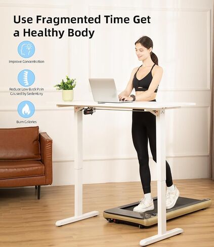 Walking Pad - Under Desk Treadmill, Treadmills for Home/Office, Portable Treadmill, Walking Pad Treadmill Under Desk with Remote Control LED Display- Ideal for Fitness Enthusiasts (Golden) in Saudi Arabia