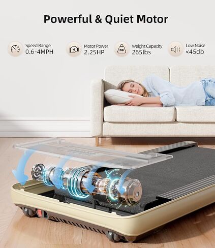 Walking Pad - Under Desk Treadmill, Treadmills for Home/Office, Portable Treadmill, Walking Pad Treadmill Under Desk with Remote Control LED Display- Ideal for Fitness Enthusiasts (Golden) in Saudi Arabia