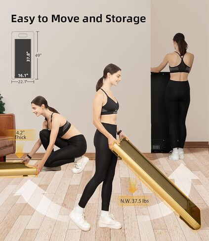 Walking Pad - Under Desk Treadmill, Treadmills for Home/Office, Portable Treadmill, Walking Pad Treadmill Under Desk with Remote Control LED Display- Ideal for Fitness Enthusiasts (Golden) in Saudi Arabia
