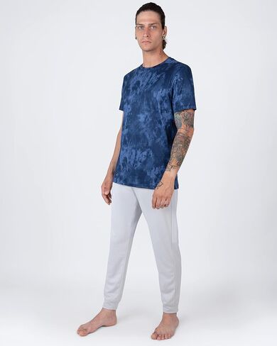 Apana Men's Lightweight Short Sleeve T-Shirt Yoga Running Athletic Tee Shirt Top for Men (Indigo Tie Dye, Medium) in Saudi Arabia