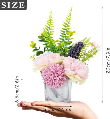 Fake Flowers in Vase, Artificial Silk Floral Arrangement for Home Decor, Faux Flowers Plant for Table Centerpieces Bathroom Kitchen Indoor Decor(Blue) in Saudi Arabia