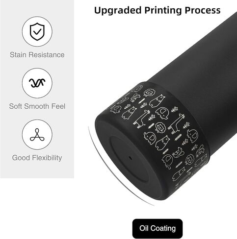 غطاء حذاء لزجاجة المياه، حذاء سيليكون واقٍ سعة 32-40 أونصة متوافق مع زجاجة مياه قارورة مائية، حديث بسيط، يتي، أسود (حيوان) in Kuwait