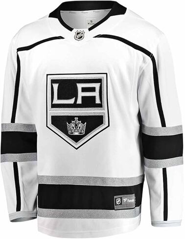 Fanatics Youth LA Los Angeles Kings Away Breakaway Jersey مقاس S/M للأعمار من 8 إلى 12 عامًا، جيرسي هوكي مرخص من NHL، صغير متوسط، أبيض in Kuwait