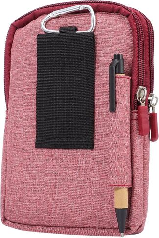 Vertical Cell Phone Waist Bag for Men, Cell Phone Belt Clip Pouch Small, Mens Outdoor Sport Travel Nylon Zipper Cellphone Waist Wallet Bag Smartphone Pouch Pack Pocket with Belt Loop Carabiner Hook in Kuwait