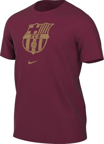 تيشيرت كرة القدم للرجال من Nike FC Barcelona Crest (أحمر نوبل/ذهبي النادي) مقاس صغير in Saudi Arabia
