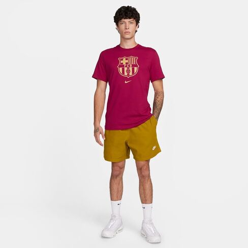 تيشيرت كرة القدم للرجال من Nike FC Barcelona Crest (أحمر نوبل/ذهبي النادي) مقاس صغير in Saudi Arabia
