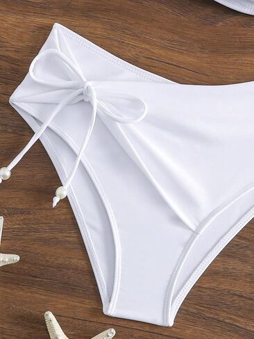 SweatyRocks Women's 2 Piece Bathing Suit Twist Front Spaghetti Strap Push Up Bikini Set Tie Knot Side Swimwear in Saudi Arabia