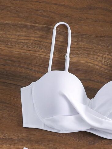SweatyRocks Women's 2 Piece Bathing Suit Twist Front Spaghetti Strap Push Up Bikini Set Tie Knot Side Swimwear in Saudi Arabia