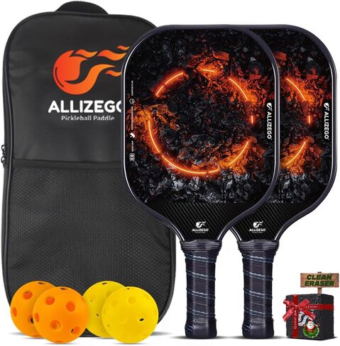 Pickleball Paddles Set - 2 Fiberglass Rackets with Cushion Grip and 1 Paddle Clean Eraser, 1 Portable Pickleball Bag, Includes 2 Outdoor and 2 Indoor Pickleballs - Gifts for Men Women in Saudi Arabia