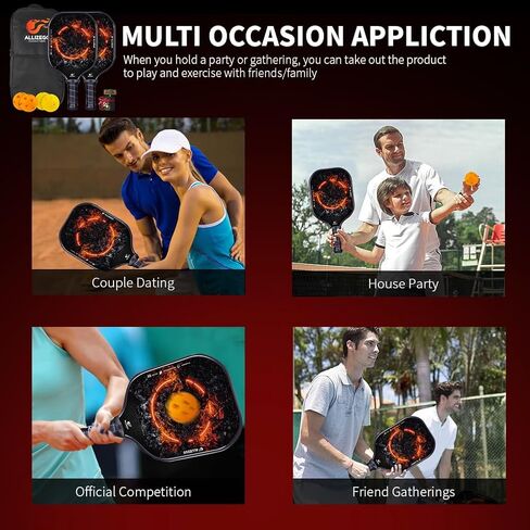 Pickleball Paddles Set - 2 Fiberglass Rackets with Cushion Grip and 1 Paddle Clean Eraser, 1 Portable Pickleball Bag, Includes 2 Outdoor and 2 Indoor Pickleballs - Gifts for Men Women in Saudi Arabia