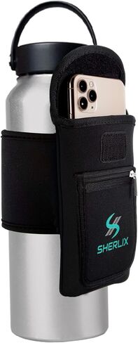 حقيبة زجاجة مياه لصالة الألعاب الرياضية - حامل زجاجة مياه بسعة 18-40 أونصة للجري والمشي والتمرين - حامل للهاتف الخلوي، جيوب ملحقة للمفاتيح والبطاقات - حامل زجاجات رياضي محمول - بدون حلقة تسلق in Kuwait