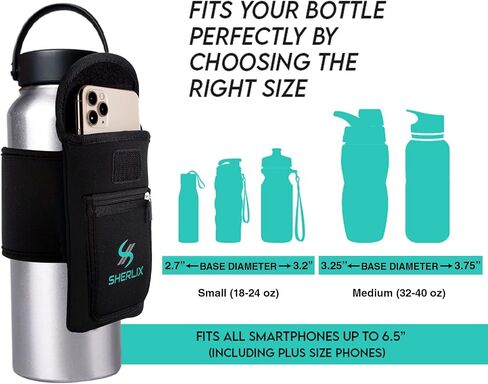 حقيبة زجاجة مياه لصالة الألعاب الرياضية - حامل زجاجة مياه بسعة 18-40 أونصة للجري والمشي والتمرين - حامل للهاتف الخلوي، جيوب ملحقة للمفاتيح والبطاقات - حامل زجاجات رياضي محمول - بدون حلقة تسلق in Kuwait