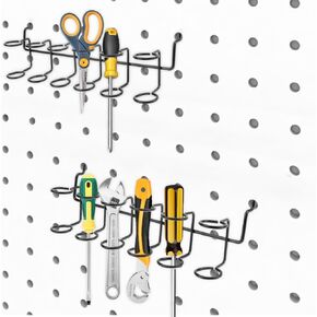 Pegboard Screwdriver Holder, 4 Pcs Peg Board Tool Utility Hooks,Peg Board Hooks for Hanging,Peg Board Hooks,Peg Board Organizer Accessories Multi-Ring Tool Holder for Pegboard,Pliers (Black)
