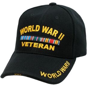 New Embroidered Black World War 2 II Veteran Military Baseball Ball Hat Cap