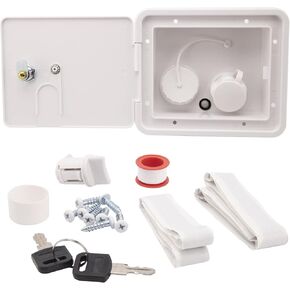Gravity/City Water Inlet Hatch, White Gravity City Water Hatch Fill Dish Lock Keys RV Trailer