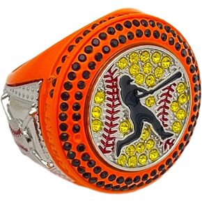 Discount Sports Rings, Softball Batter FINALIST RING — Player Award, assorted colors and gemstones (Orange)