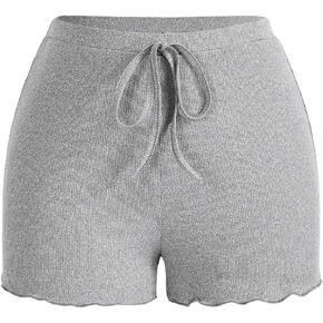 SOLY HUX Women's Ribbed Knit Drawstring Waist Athletic Track Shorts Skinny Workout Sports Shorts