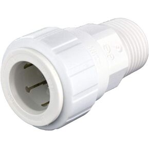 John Guest Speedfit 1/2 Inch CTS x 1/2 Inch NPT Push-fit Male Connector, Push to Connect Plastic Plumbing Fitting, White, PSEI012024P