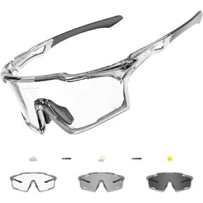 KAPVOE Photochromic Cycling Glasses， UV400 Protection TR90 Frame， Men Women Clear Sports Sunglasses for Cycling, Running
