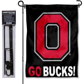 College Flags & Banners Co. Ohio State Buckeyes Go Bucks Garden Flag with Pole Stand Holder