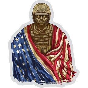 VulgrCo Military Army Male Soldier Camo USA American Flag Funny Sticker Vinyl Waterproof UV Resistant Decal For Phones Laptops Water Bottles Tumblers Boats Cars Trucks Windows Kayak 3" inch Bumper