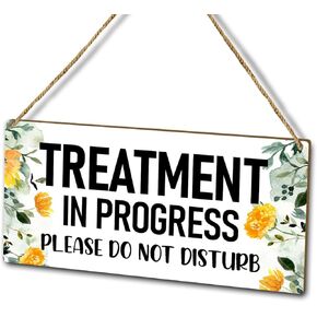 لوحة خشبية ديكور زهور صفراء للتعليق على الحائط، المعالجة قيد التنفيذ لا تزعج، لافتة تعليق خشبية لباب الديكور (قطعة واحدة)، هدية فنية لمنزل المزرعة ومعالج مكتب الحائط التجاري -39 in Kuwait